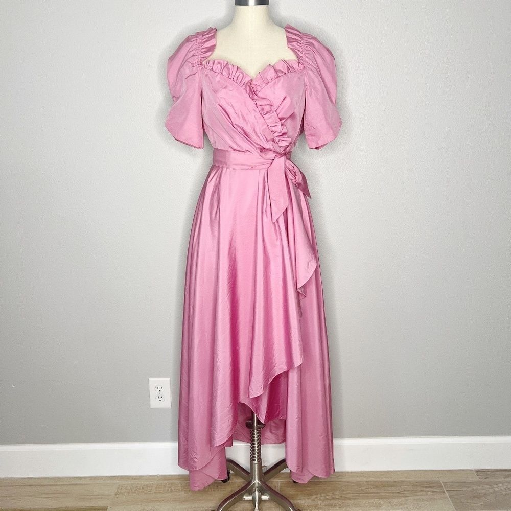 Vintage Made in USA 70's Prom Formal Dress Pink Size XS Puff Sleeves